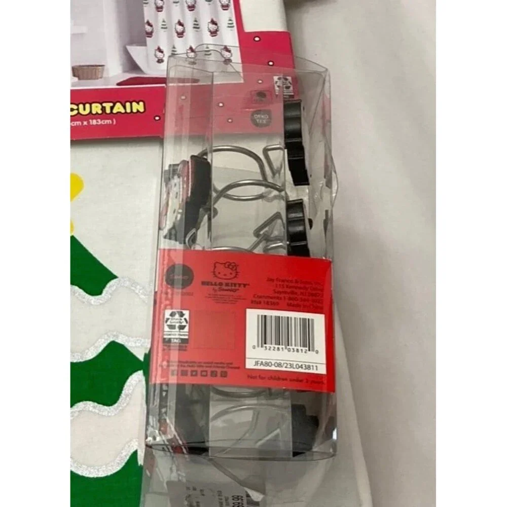 Hello kitty Christmas Shower Curtain and shower hooks set